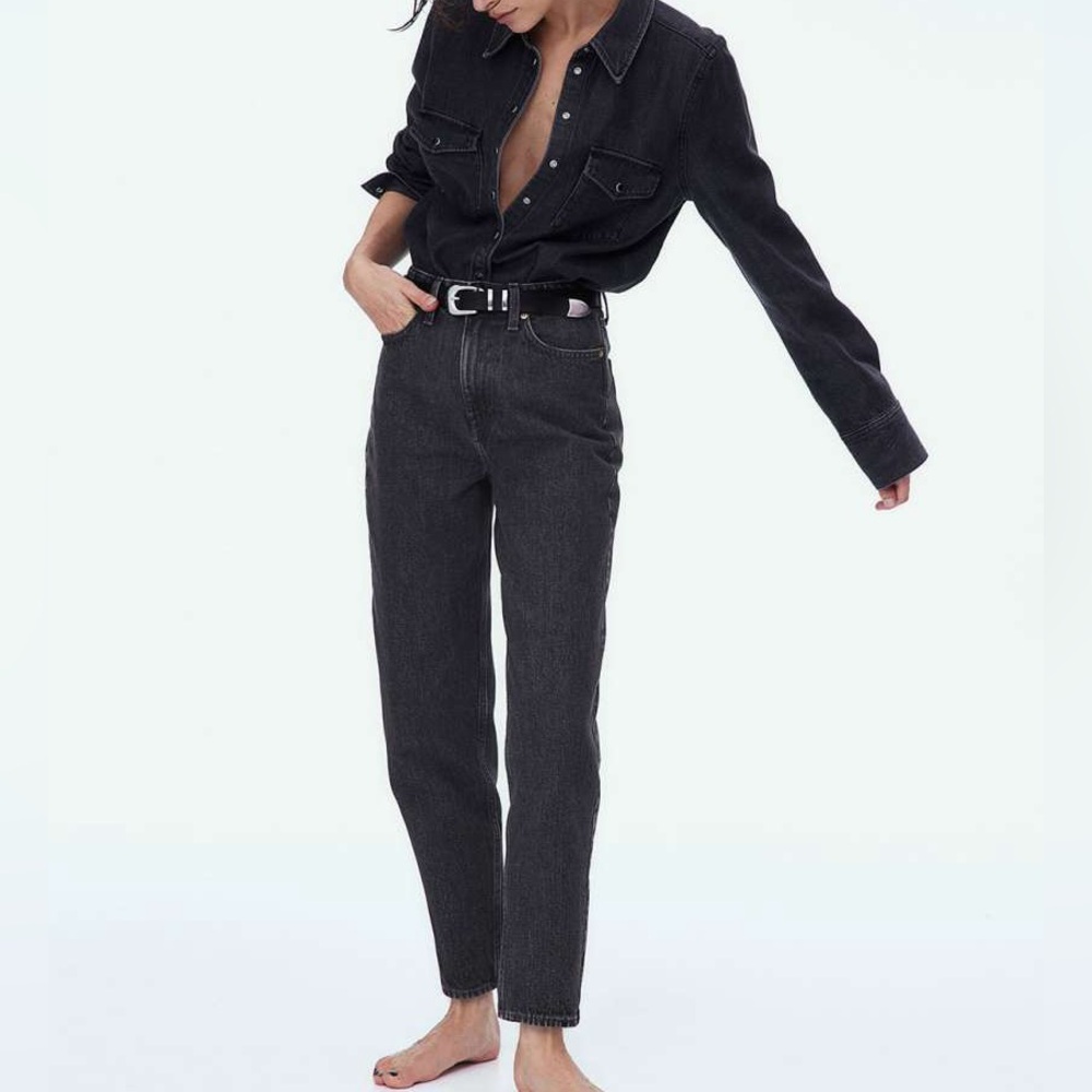 H&M Black High Rise Mom Jeans